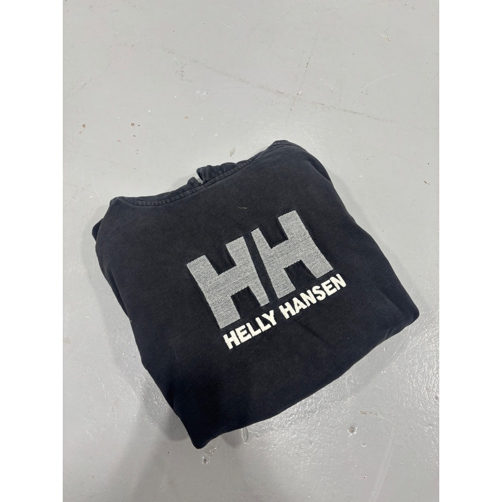 Vintage Helly Hansen Mens Logo Pullover Hoodie Black Sweatshirt Medium